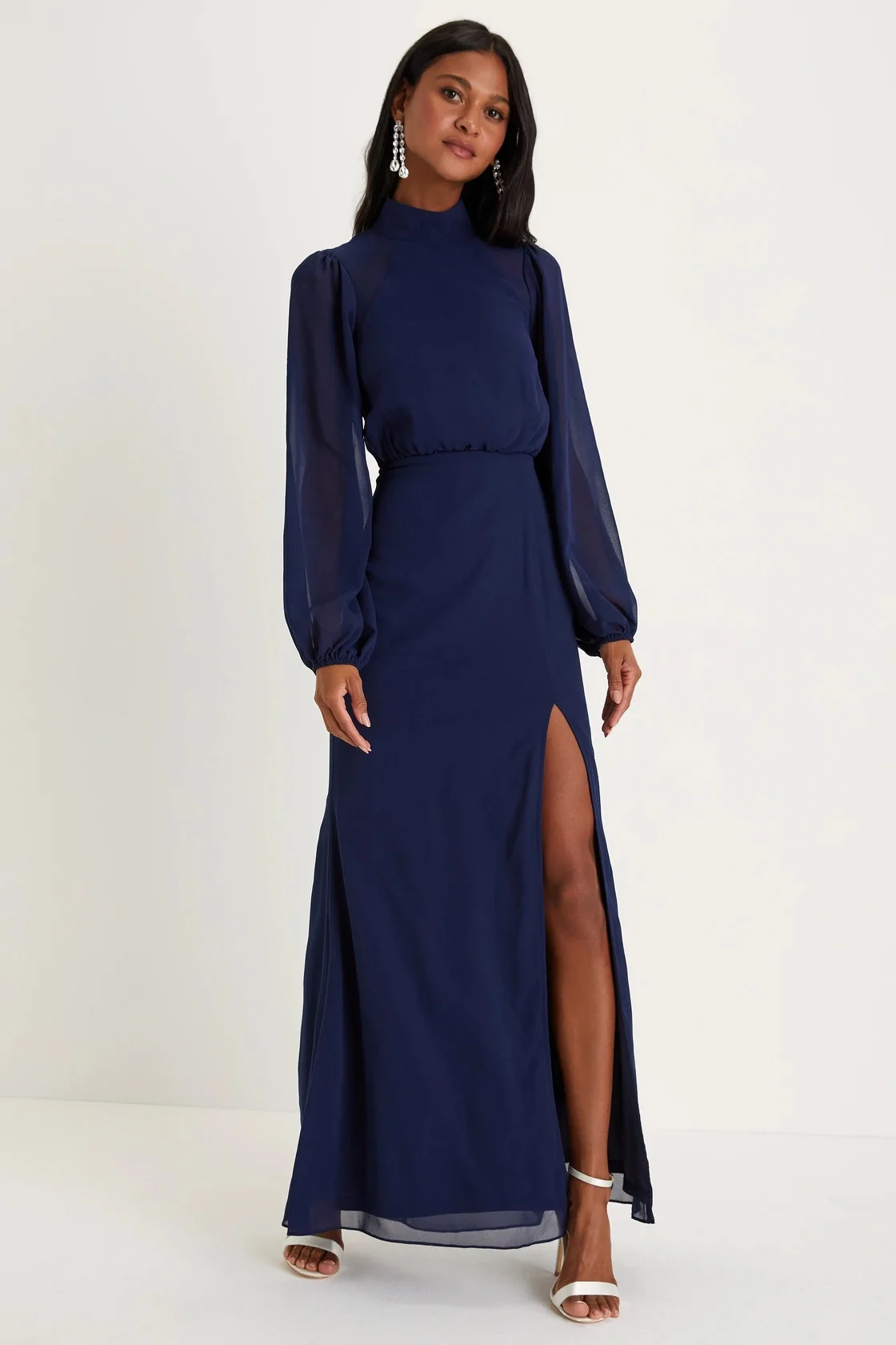 Lulus Graceful Entrance Long Sleeve Backless Maxi Dress