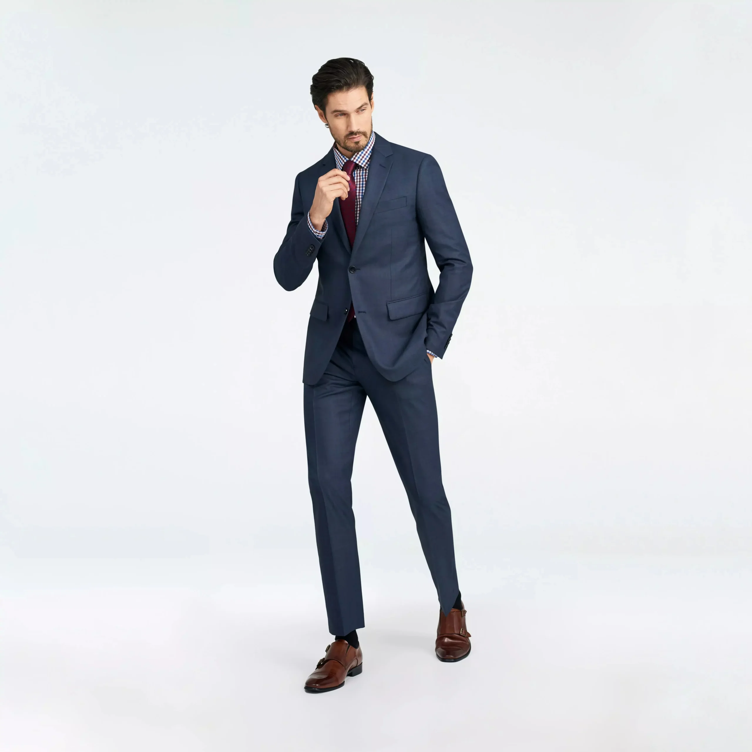 Indochino Hayle Sharkskin Slate Blue Suit