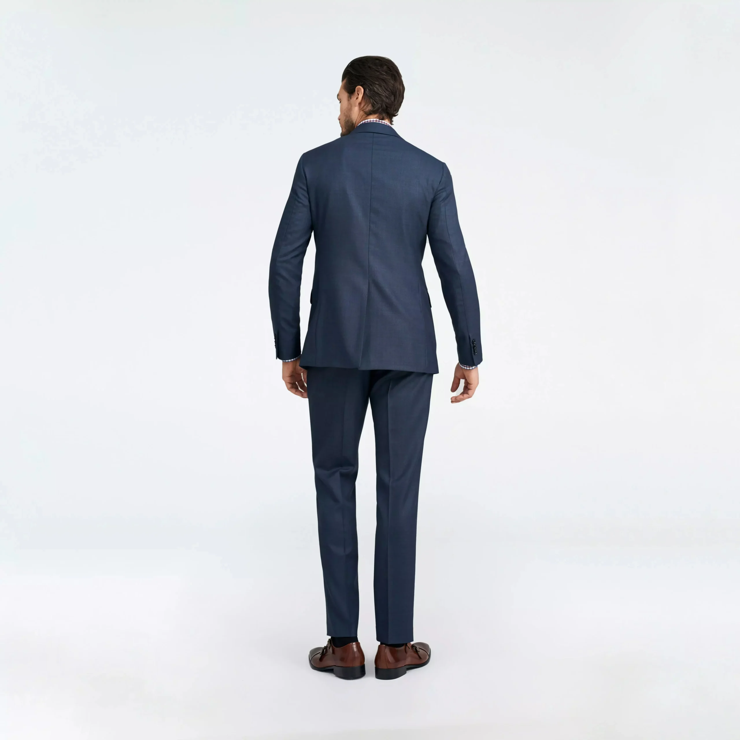 Indochino Hayle Sharkskin Slate Blue Suit Back