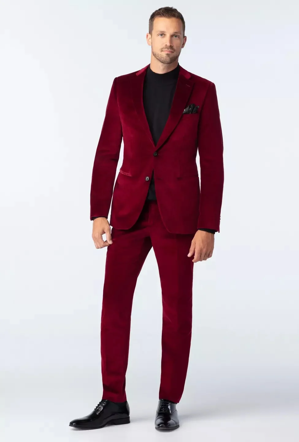 Indochino Harford Velvet Burgundy Suit