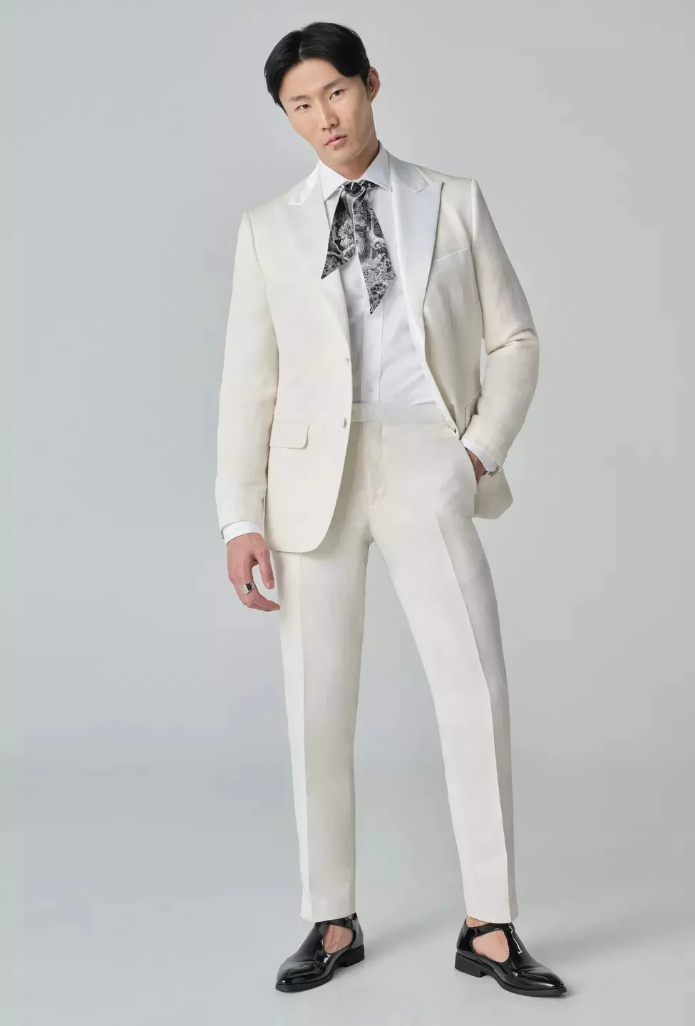 Indochino Kentford Linen Silk Ivory Tuxedo
