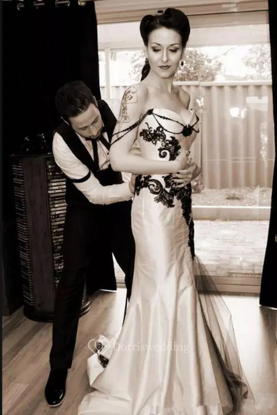 Mermaid Satin Off-the-shoulder Sleeveless Floor-length Sweep Train Wedding Dress