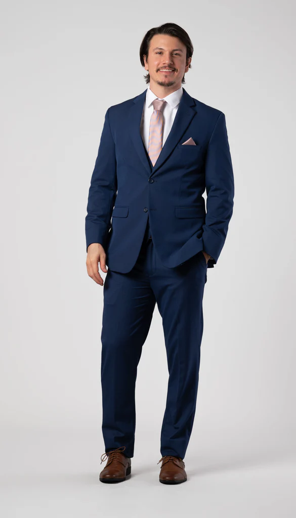 Kennedy Blue Trim Fit 3 Piece Suit Navy Blue