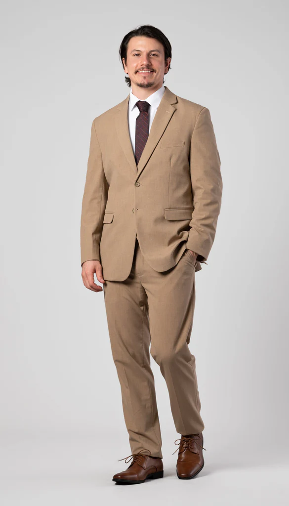 Kennedy Blue Trim Fit 2 Piece Suit Camel