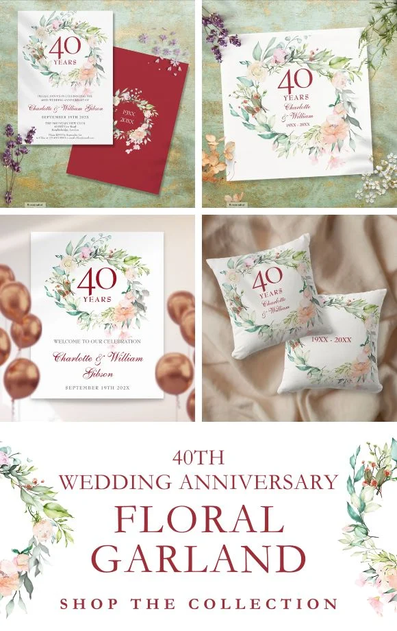 40th Wedding Anniversary Ruby Floral Suite Cover