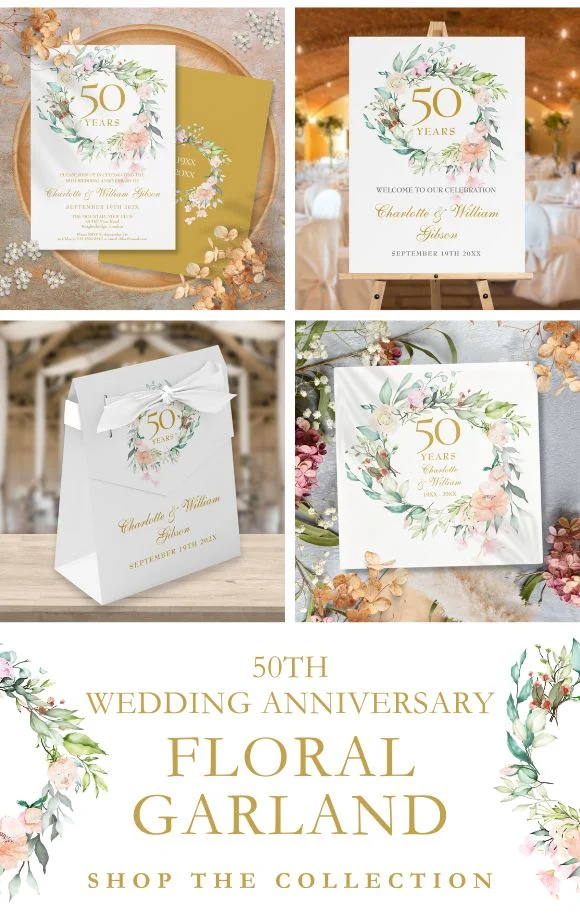 Elegant 50th Wedding Anniversary Floral Garland Suite