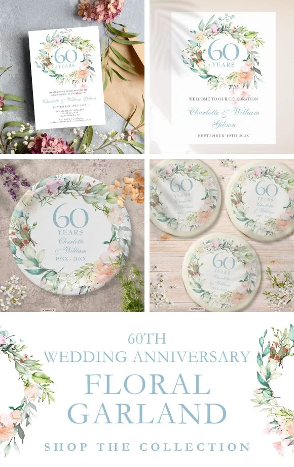 60th Diamond Wedding Anniversary Rose Floral Suite Cover