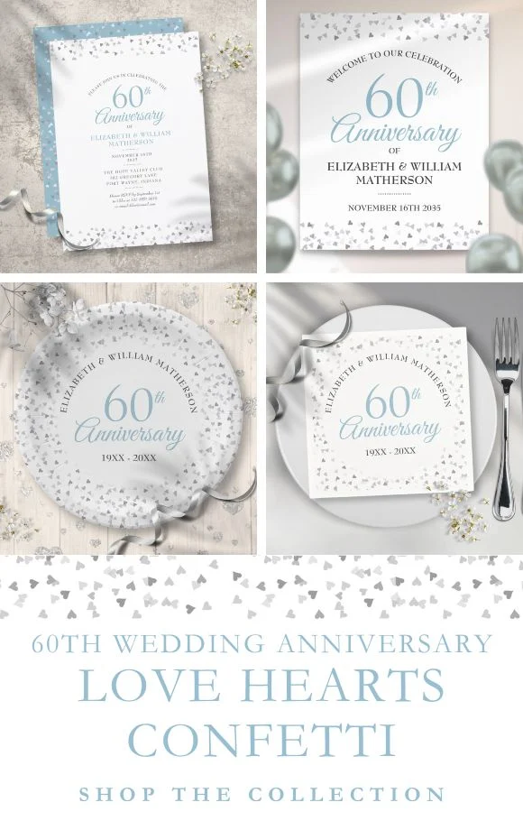 60th Wedding Anniversary Hearts Confetti Suite Cover