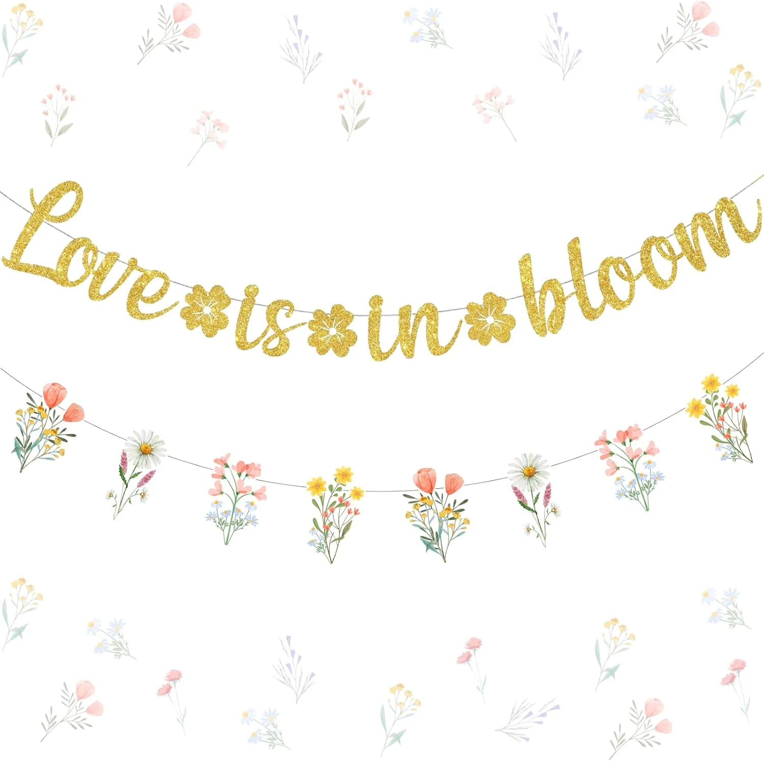 Love is in Bloom Bridal Shower Decorations Banner