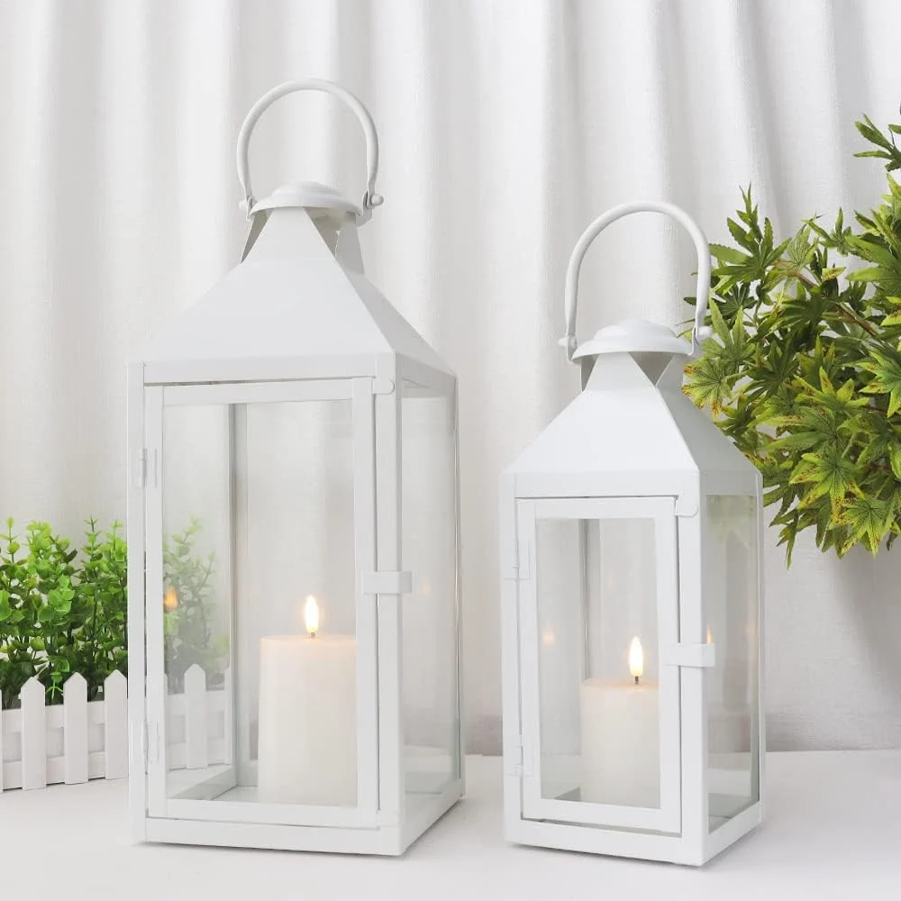 Set of 2 Cream Decorative Lanterns