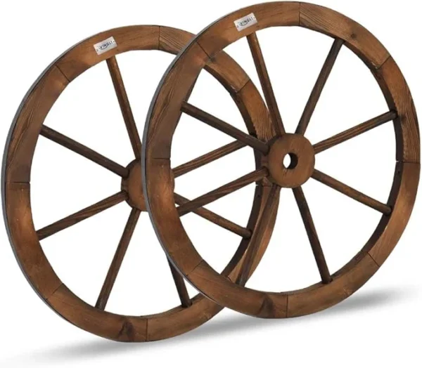 24" Decorative Wooden Wheel (Set of 2)