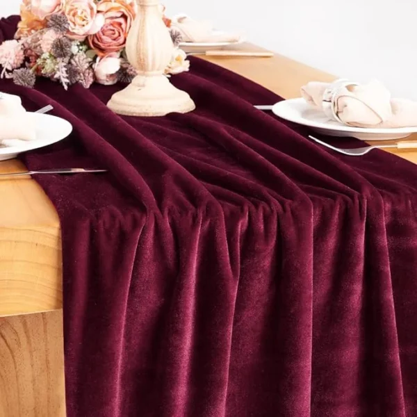 Velvet Table Runner 20 x 120 Inches 10ft Luxurious Thick Cotton