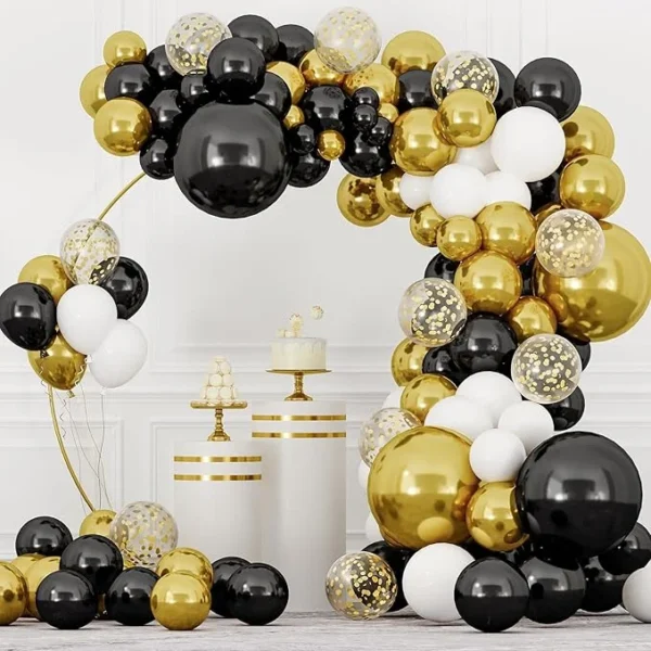 140pcs Black and Gold Balloon, Balloons Garland Arch Kit