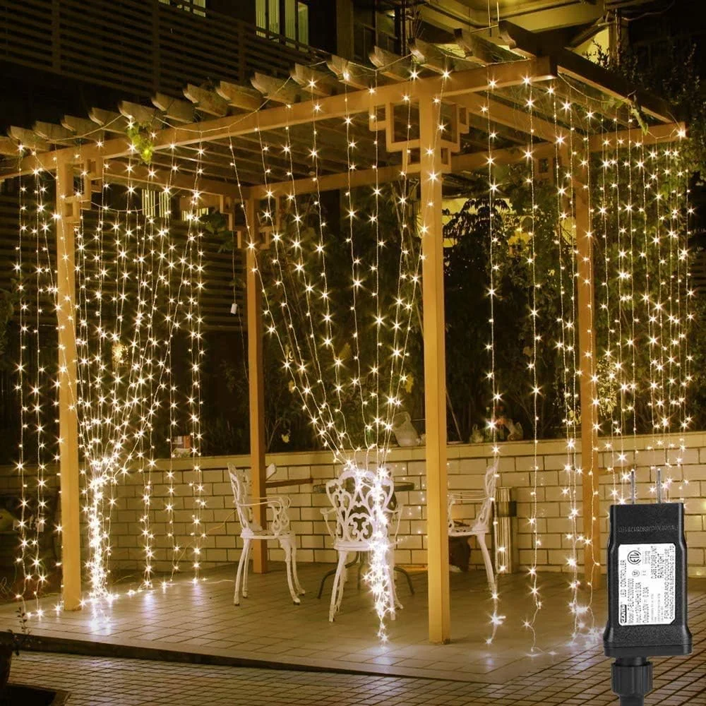 306 LED Curtain Lights with 18 Hang Down String Lights