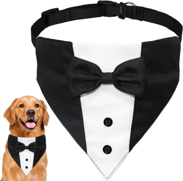 GOYOSWA Dog Tuxedo Dog Suit Dog Wedding Bandana Collar with Bow Tie