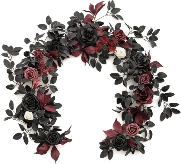 Ling's Moment 5FT Black Burgundy Artificial Flower Garland