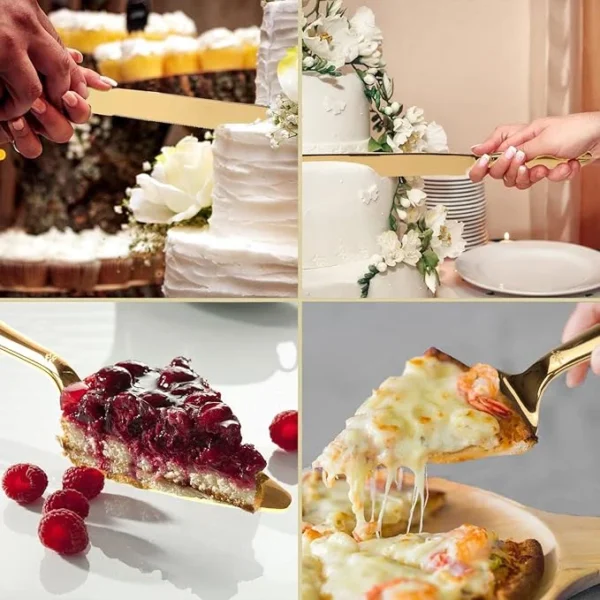 Elsinly Cake Cutting Set for Wedding, Elegant Cake Knife and Server Set with Thickened Stainless Steel Rounded Edges