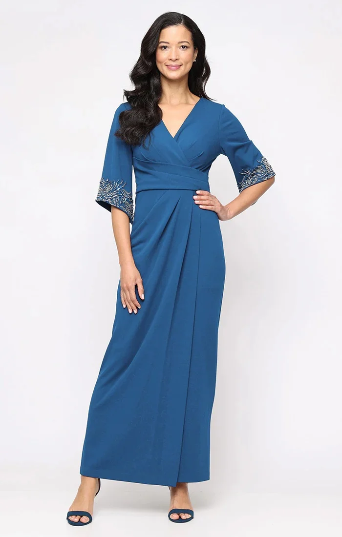 Alex Evenings Long Stretch Crepe Column Dress