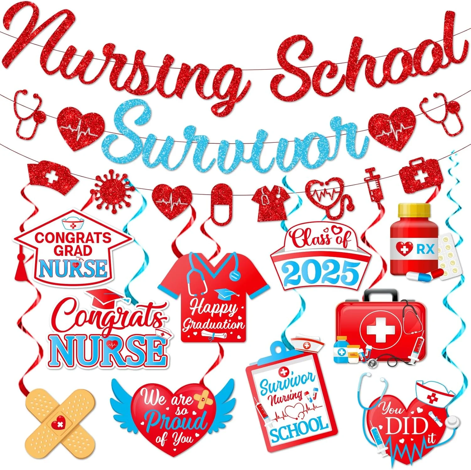 Class of 2025 Glitter Nursing School Survivor Banner