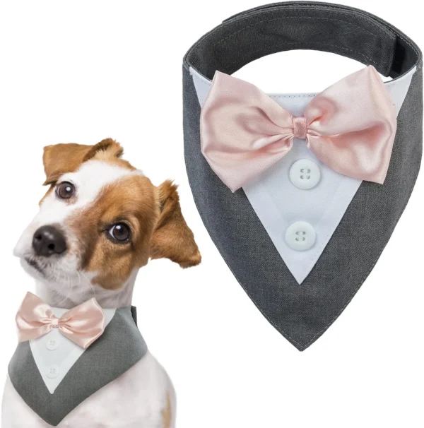 FUAMEY Dog Tuxedo,Formal Dog Wedding Bandana Dog Collar with Bow