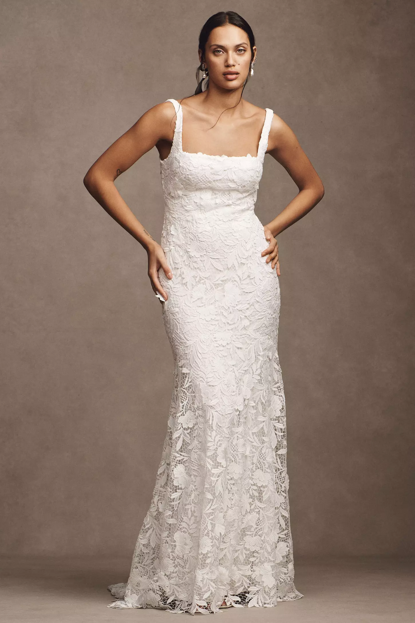 Jenny by Jenny Yoo Greta Square-Neck Lace Wedding Gown