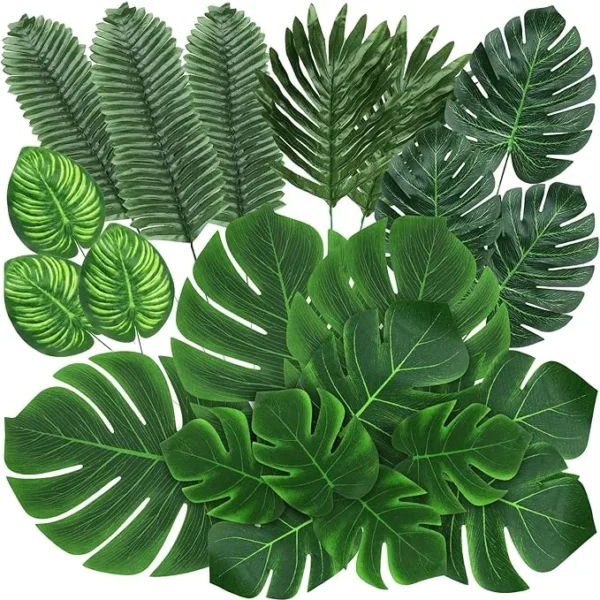 74 Pcs Artificial Tropical Leaves