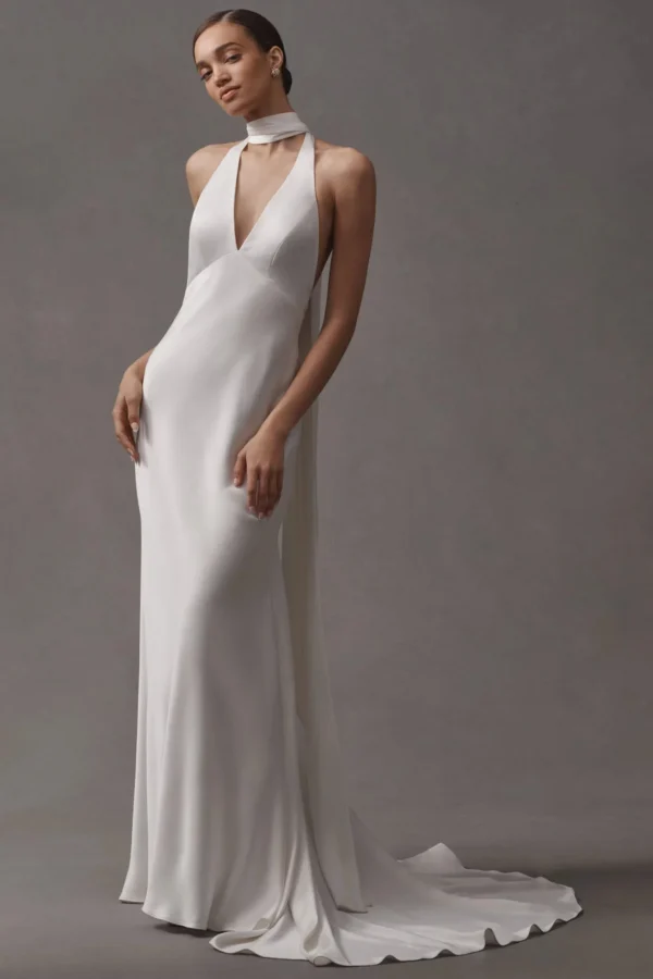 Jenny by Jenny Yoo Jennifer Plunge Satin Wedding Gown