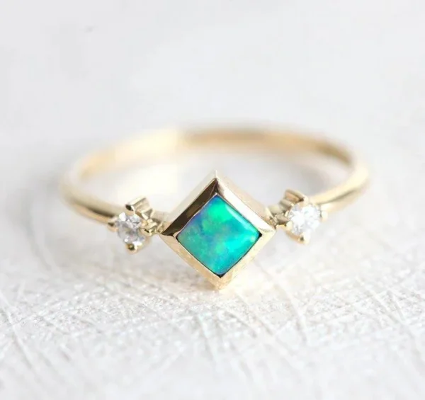 Capucinne Adora Square Opal Ring