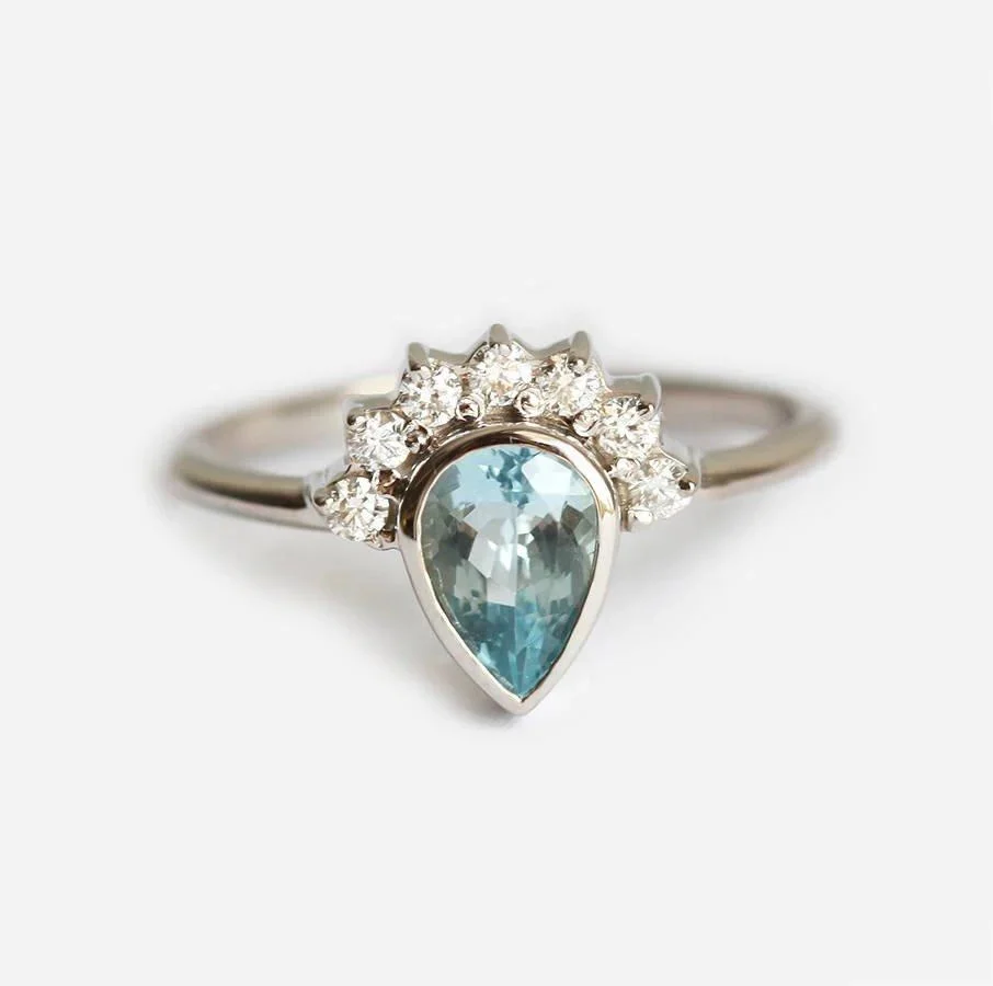 Capucinne Aquamarine Ring, Diamond Ring