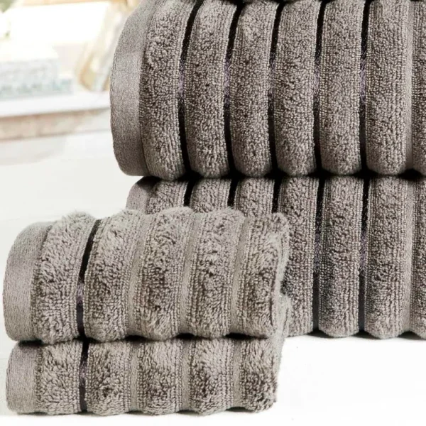 Asata 100% Cotton Ribbed Bath Towels - Set of 6