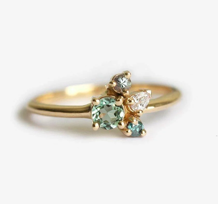 Capucinne Avis Mint Tourmaline Cluster Ring