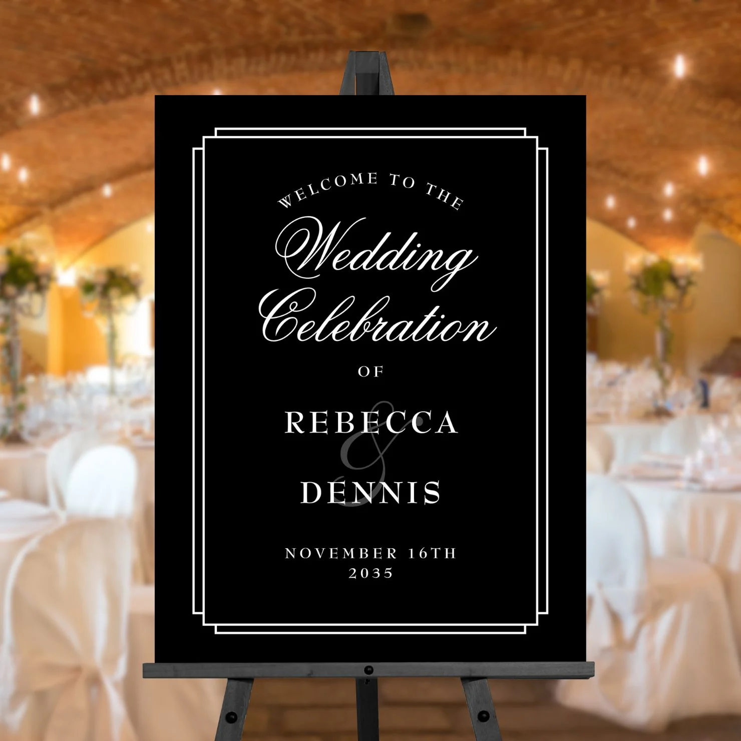 Black And White Art Deco Wedding Welcome Sign