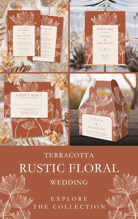 Boho Terracotta Botanical Floral Wedding Suite