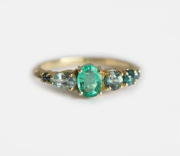Capucinne Brighton Oval Emerald Cluster Ring
