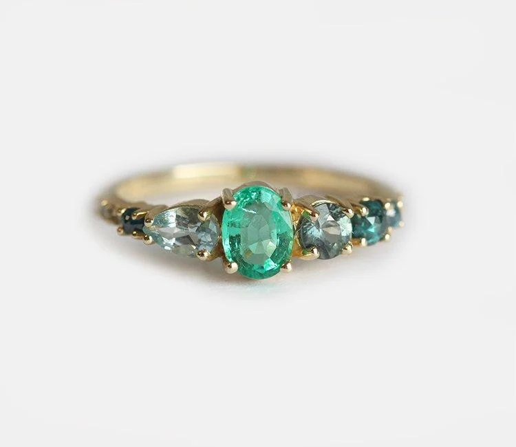 Capucinne Brighton Oval Emerald Cluster Ring