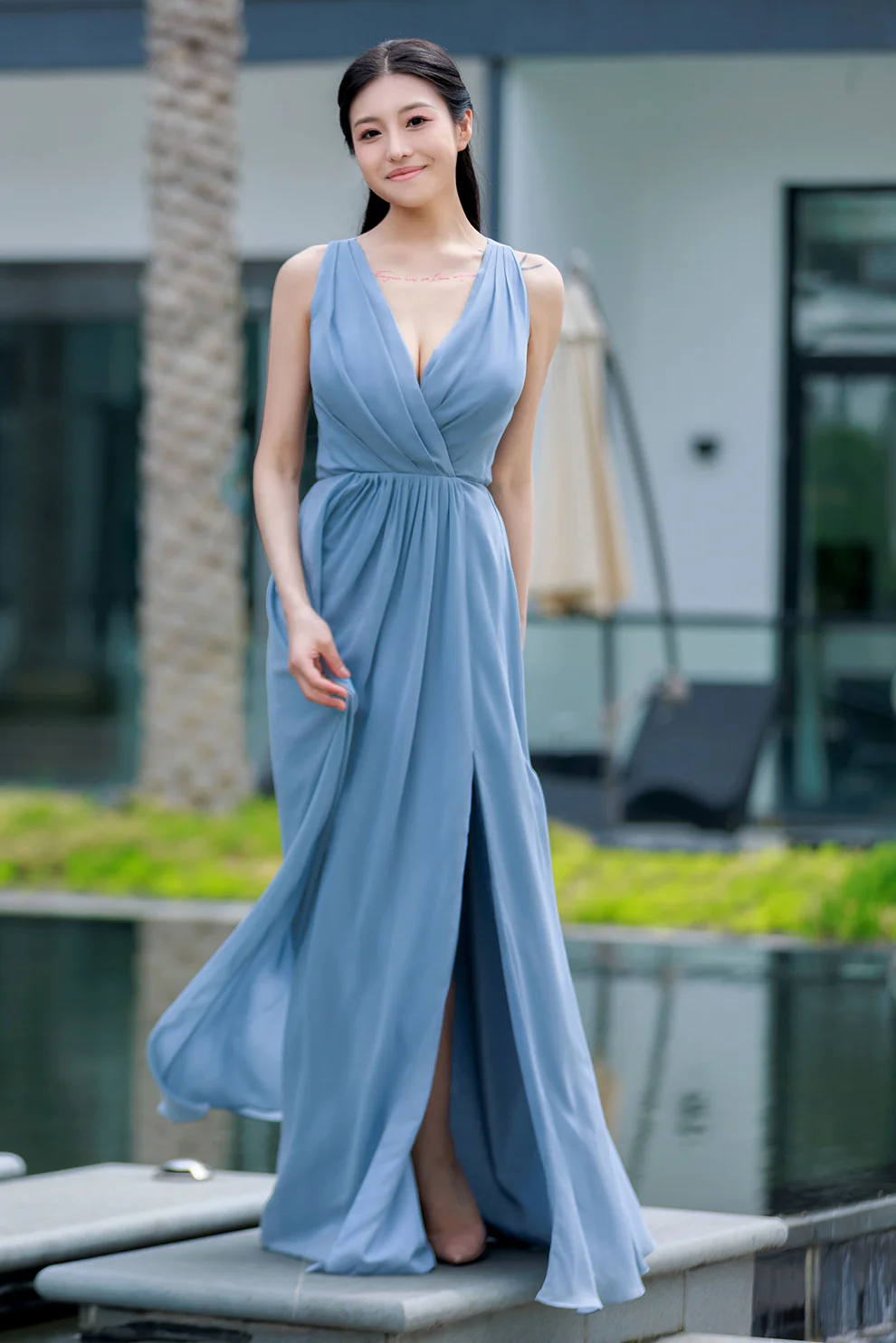 Cocomelody A-Line Floor Length Chiffon Dress