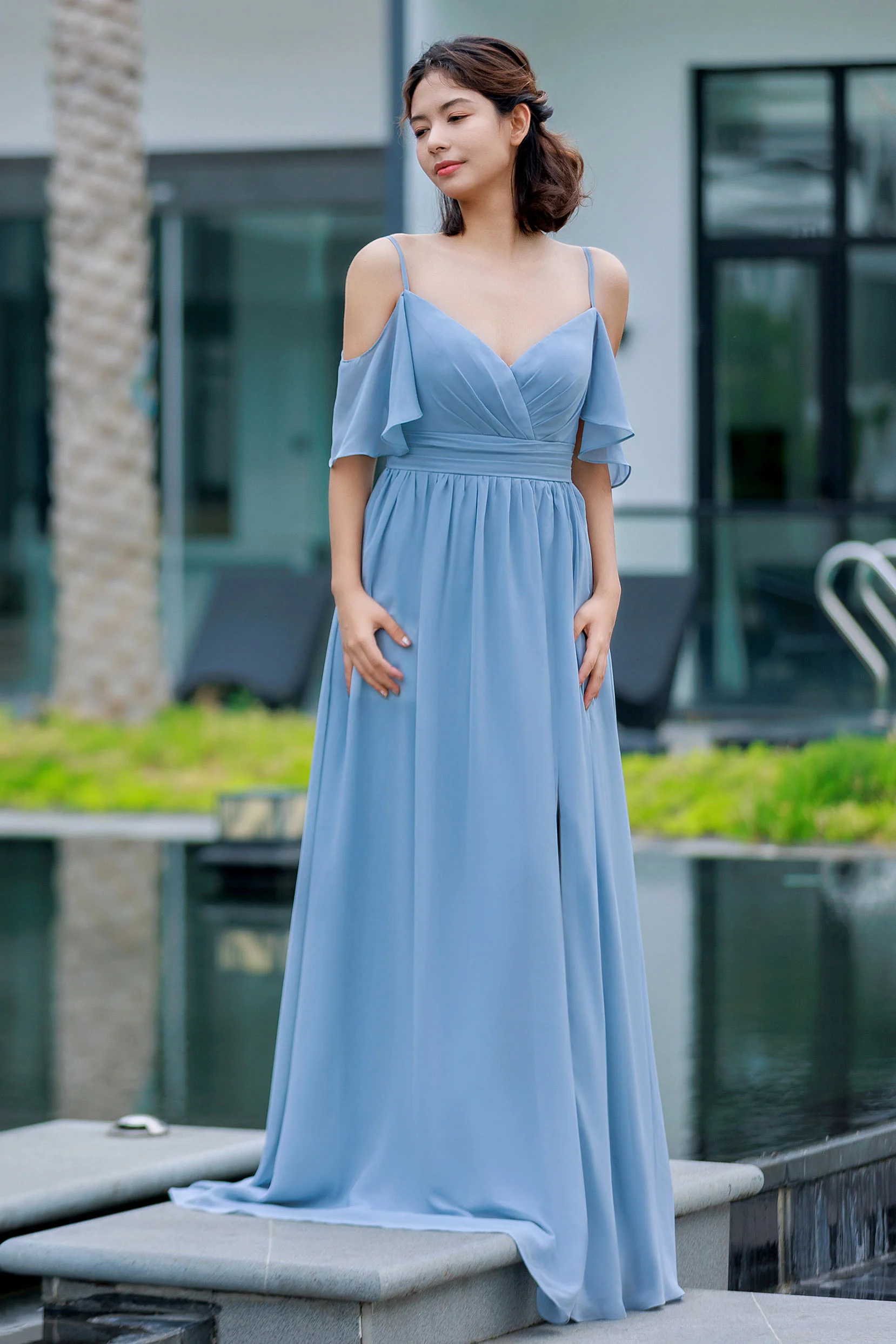 Cocomelody A-Line Floor Length Chiffon Bridesmaid Dress