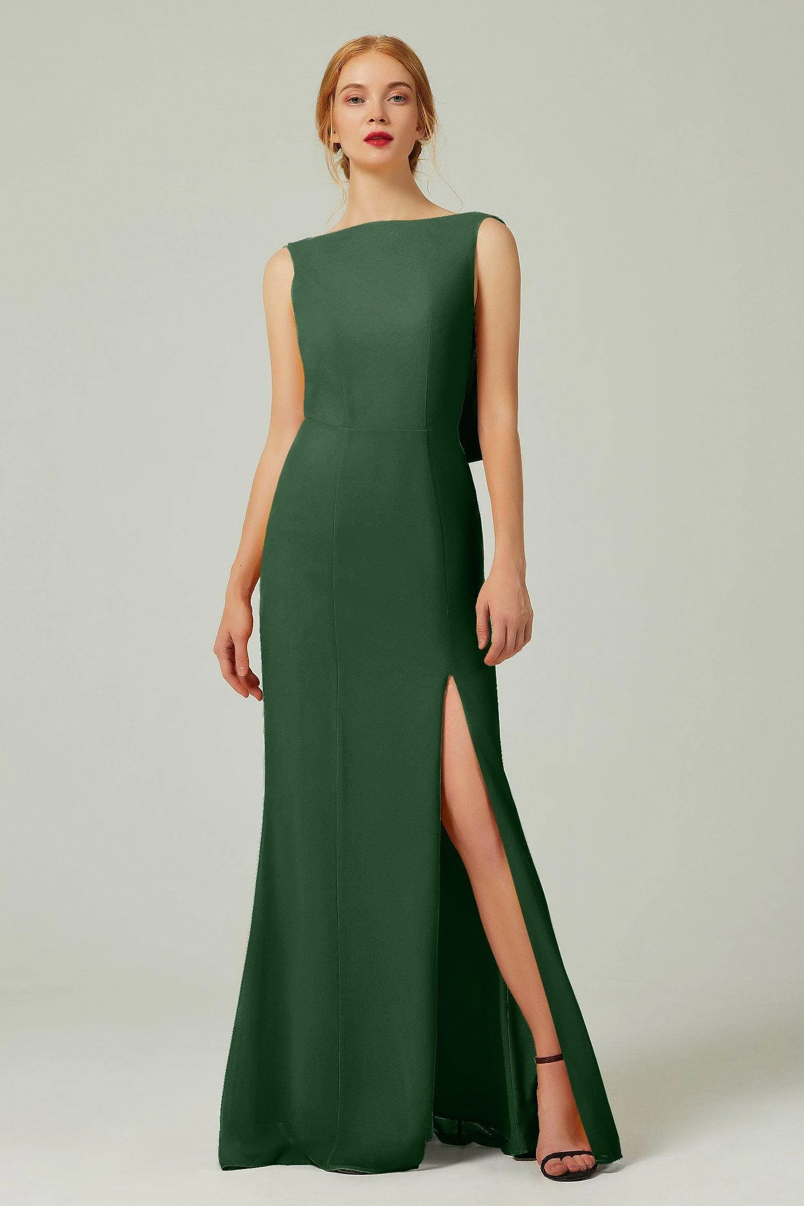 Cocomelody Sheath-Column Sweep-Brush Chiffon Bridesmaid Dress