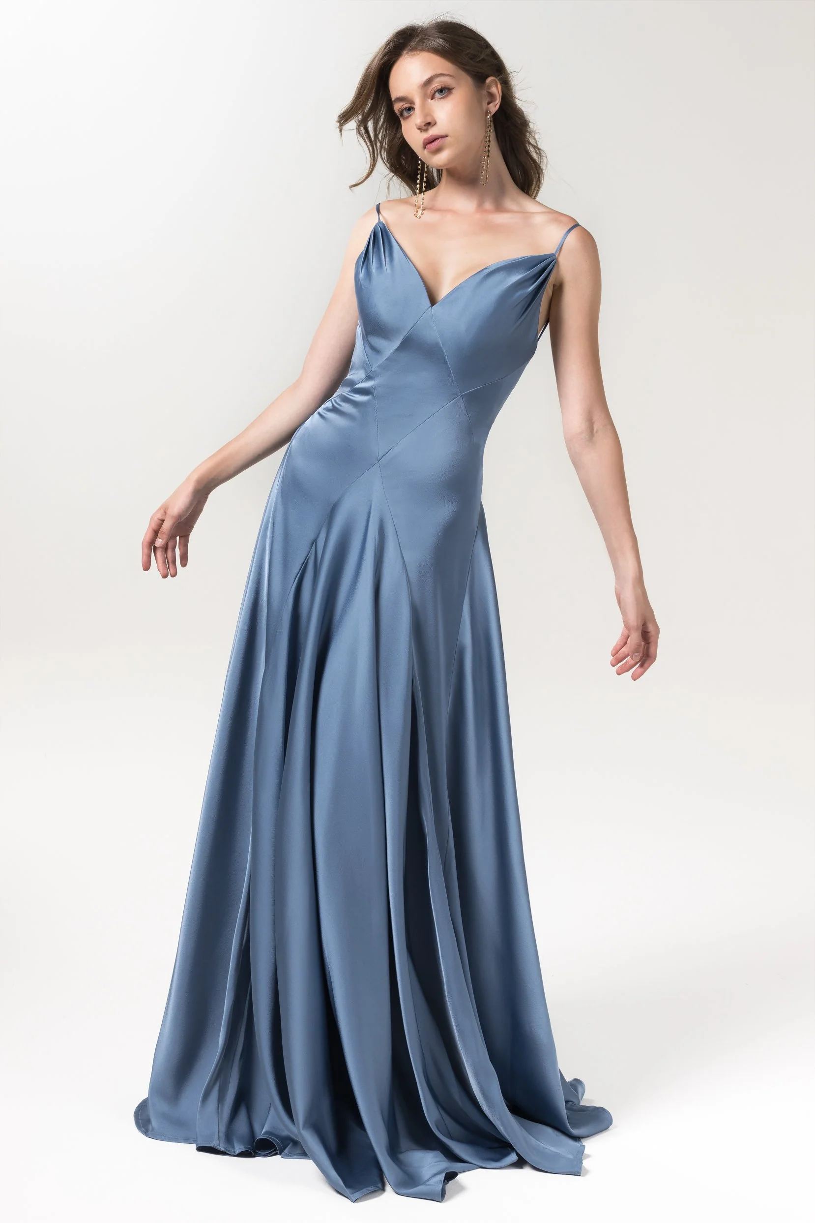 Cocomelody A-Line Floor Length Luxe Satin Bridesmaid Dress