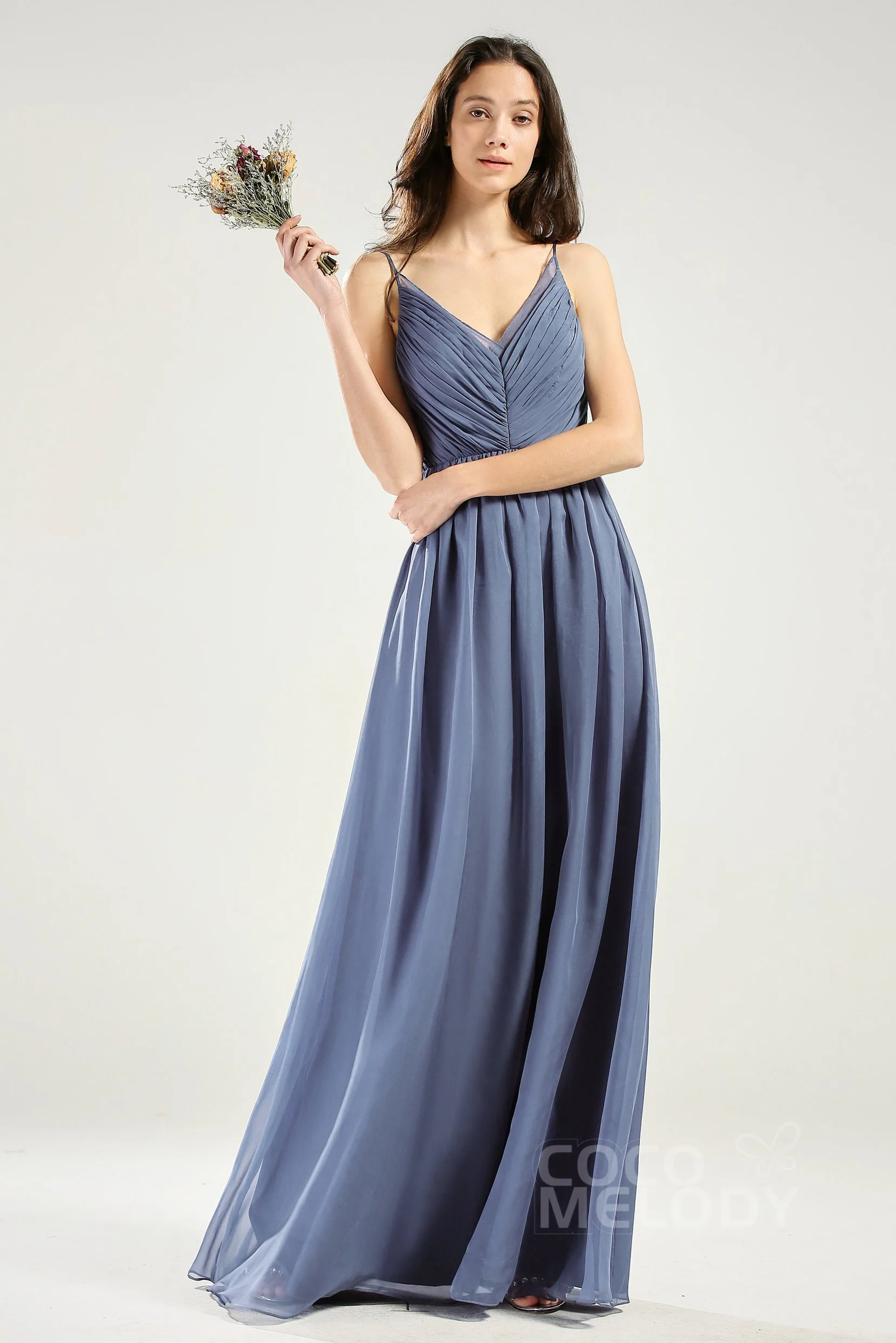 Cocomelody A-Line Floor Length Chiffon Bridesmaid Dress
