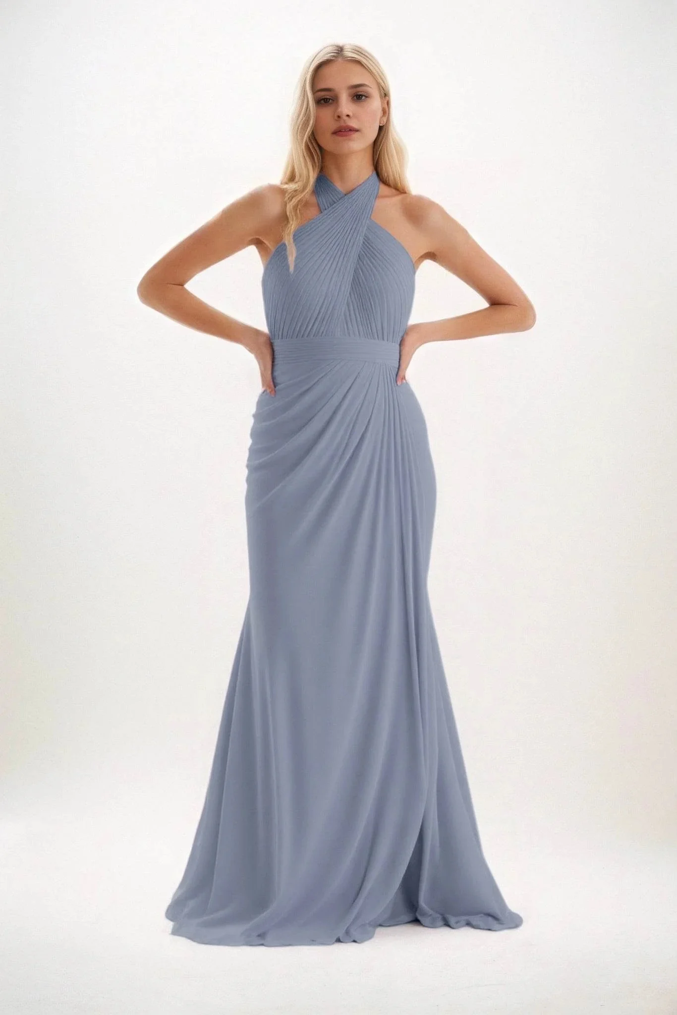 Sheath-Column Maxi Chiffon Bridesmaid Dress