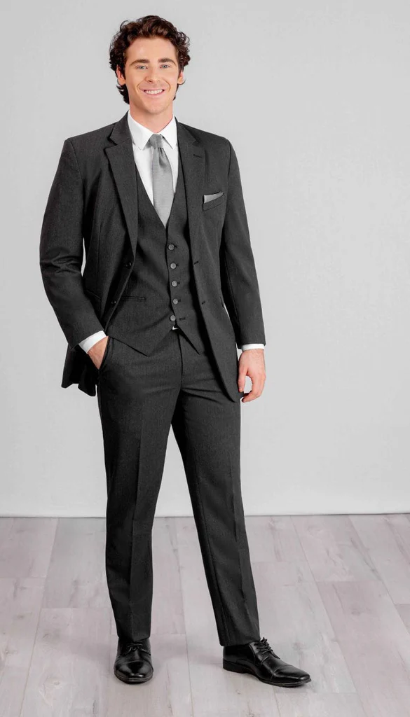 Kennedy Blue Trim Fit 3 Piece Suit Charcoal