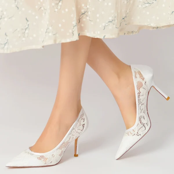 Cocomelody Stiletto Heel 8.5cm Silk-Like Lace Shoes