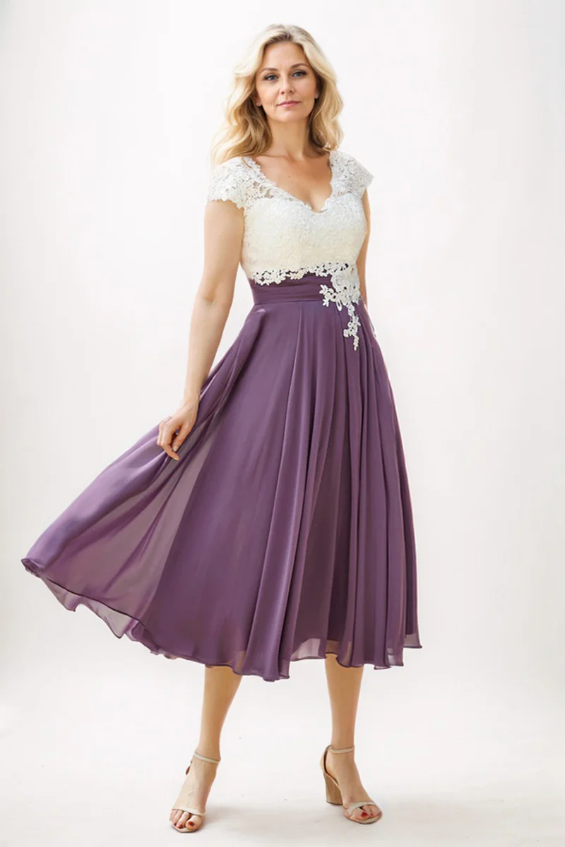 Cocomelody A-Line Midi Chiffon Mother Dress