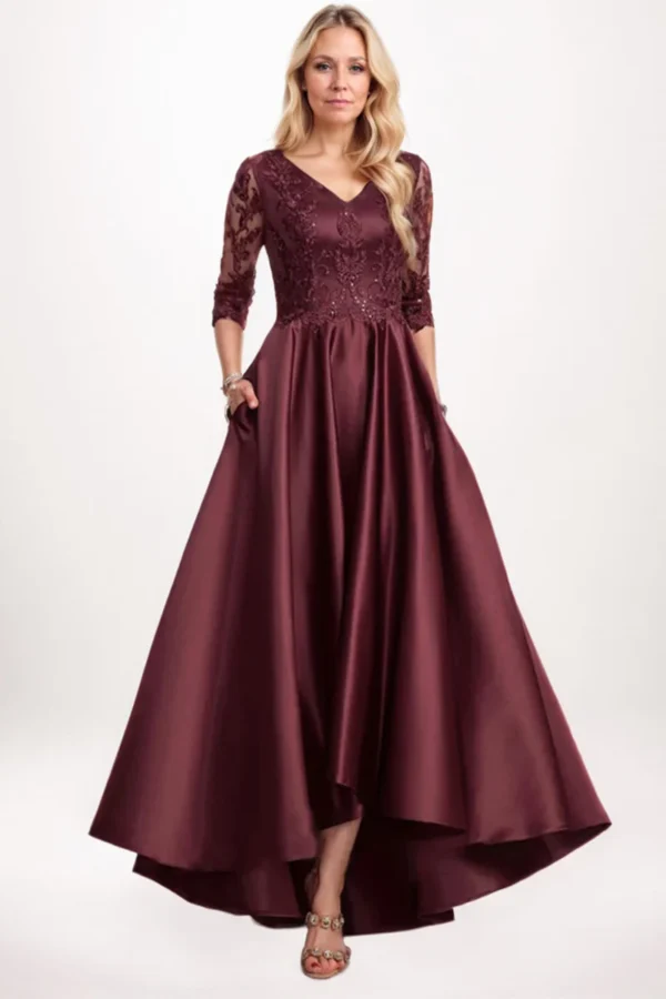 Cocomelody A-Line Midi Satin Mother Dress