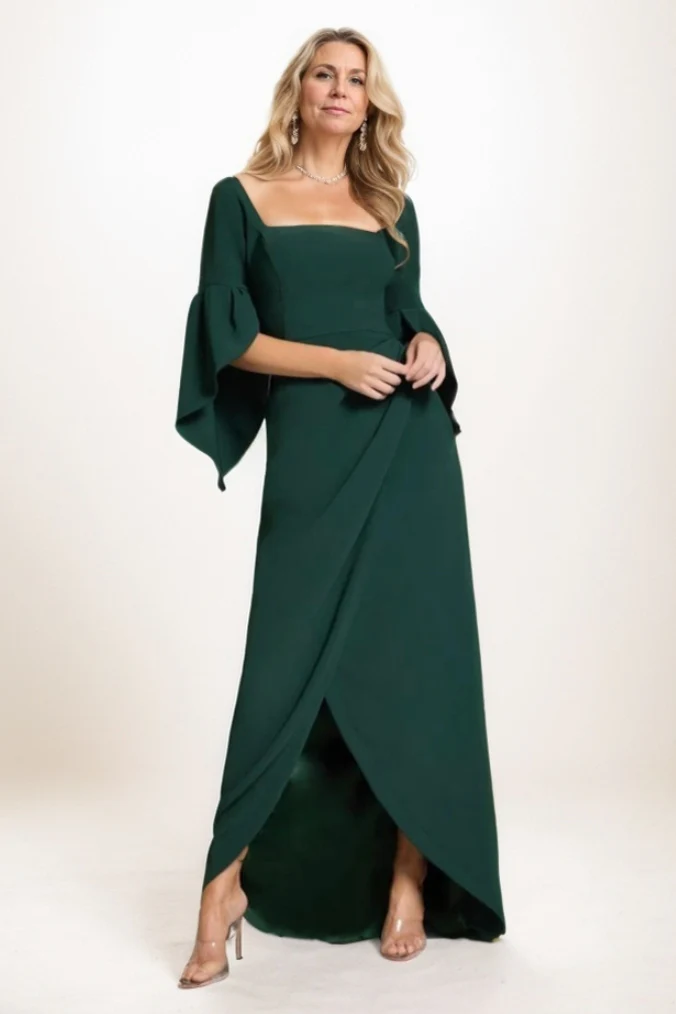 Cocomelody Sheath Maxi Elastic Cloth Mother Of The Bride Dress Front