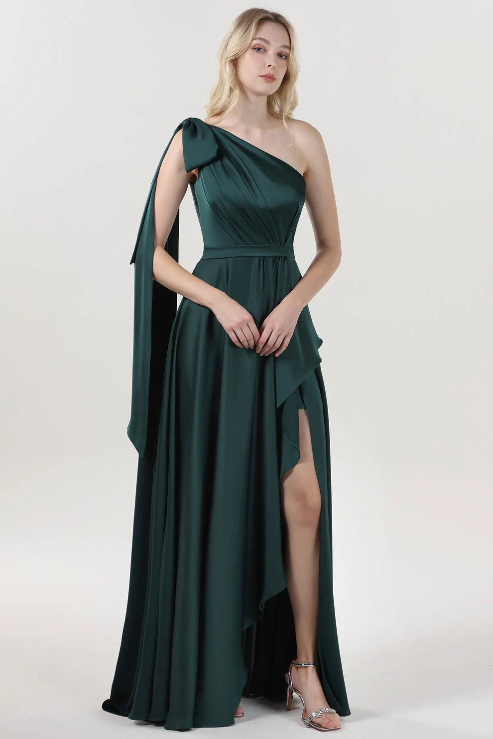 Cocomelody Asymmetrical Maxi Luxe Satin Dress