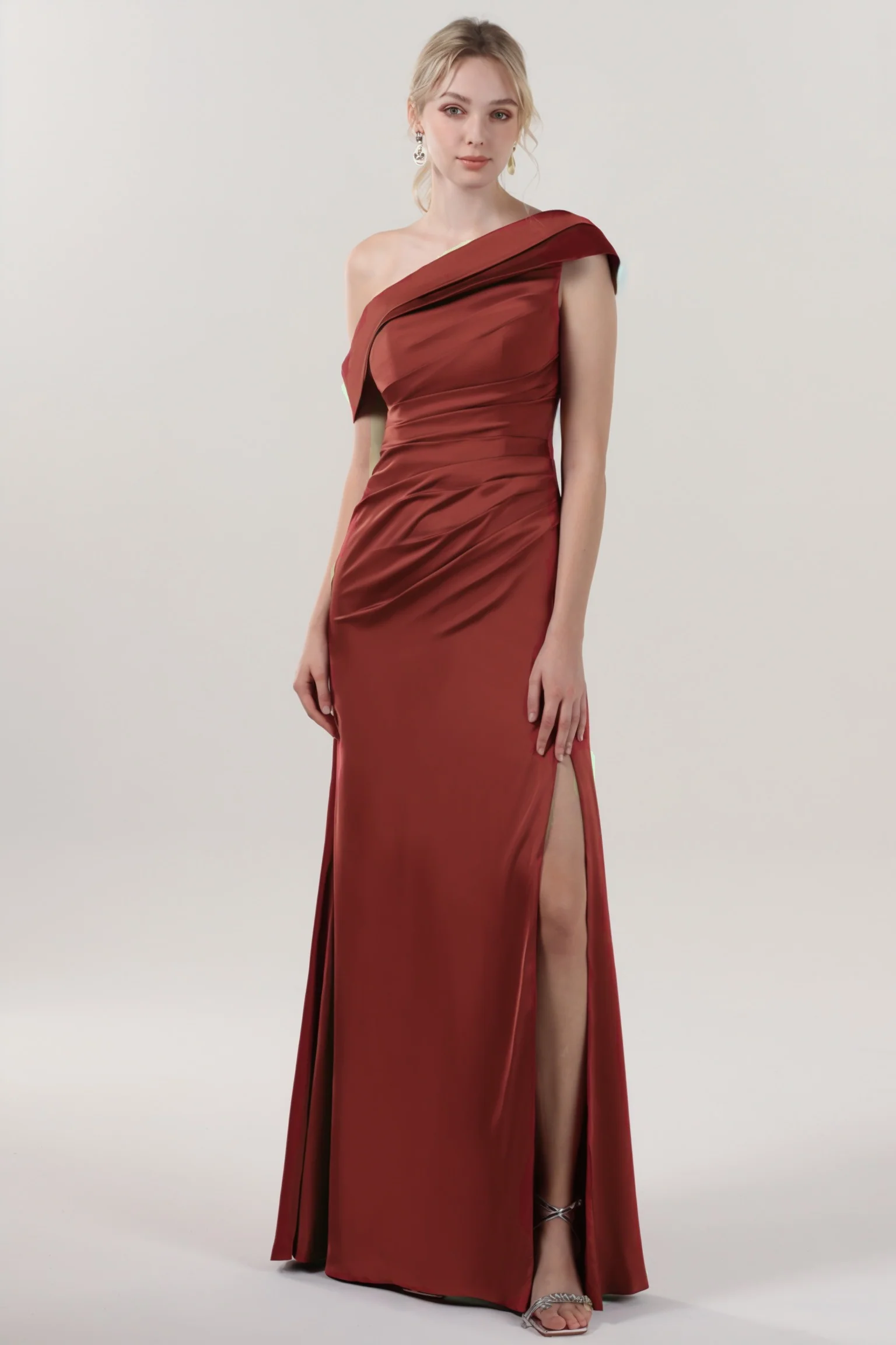Cocomelody Sheath-Column Maxi Luxe Satin Dress