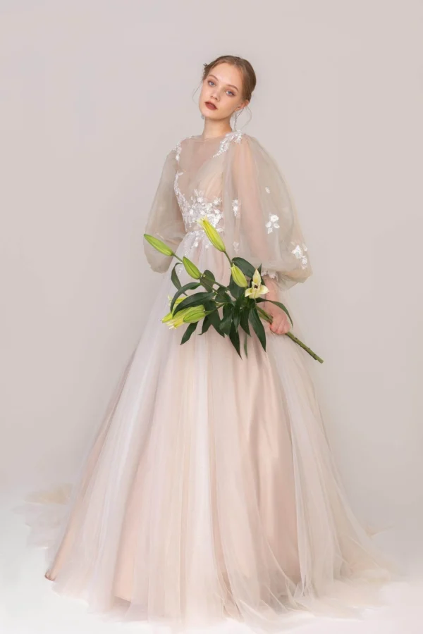 Cocomelody A-Line Court Train Tulle Wedding Dress