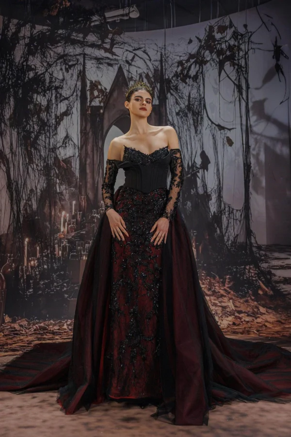 Cocomelody Trumpet-Mermaid Chapel Train Lace Tulle Wedding Dress